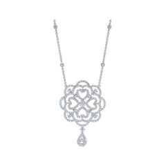 Crivelli Open Work 2.75Ct. Diamond Heart Motif Pendant Set in 18KT White Gold