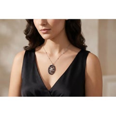 Collana con ciondolo Crivelli Oval Griffs Black & White Diamond in oro bianco 18 carati