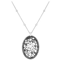 Collana con ciondolo Crivelli Oval Griffs Black & White Diamond in oro bianco 18 carati