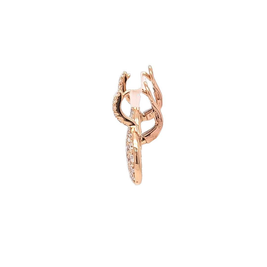 Round Cut Crivelli Pave diamond drop disc earrings in rose gold For Sale