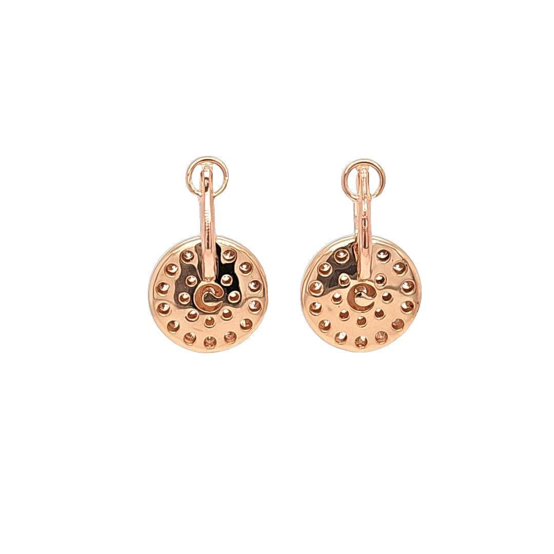 Crivelli Pave diamond drop disc earrings in rose gold In Good Condition For Sale In Coral Gables, FL