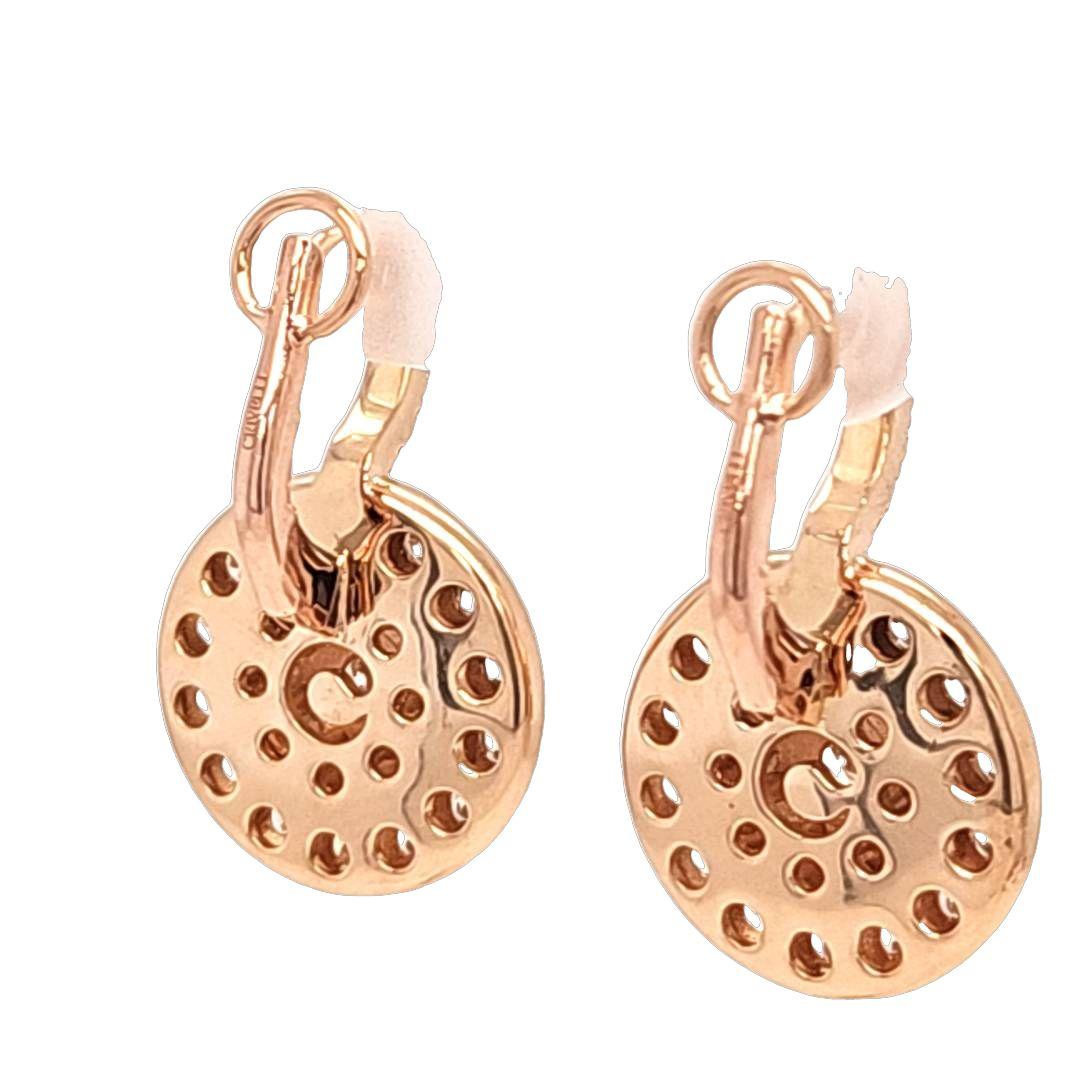 Women's Crivelli Pave diamond drop disc earrings in rose gold For Sale
