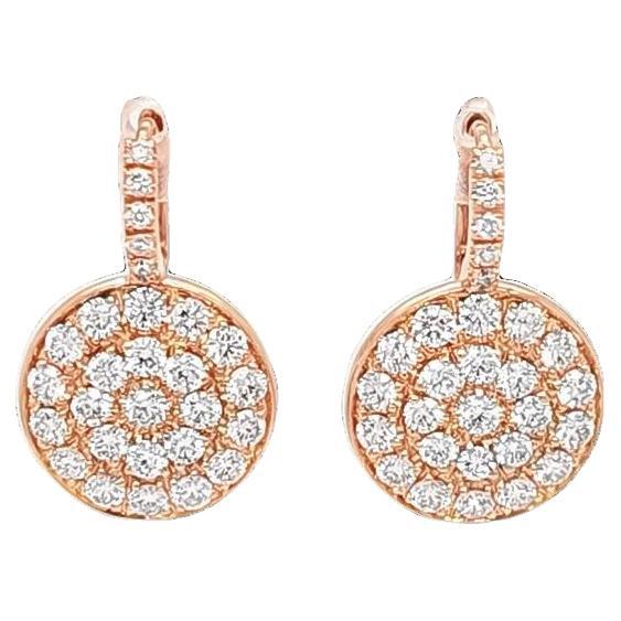 Crivelli Pave diamond drop disc earrings in rose gold