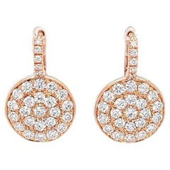 Crivelli Pendientes disco gota diamante pavé en oro rosa