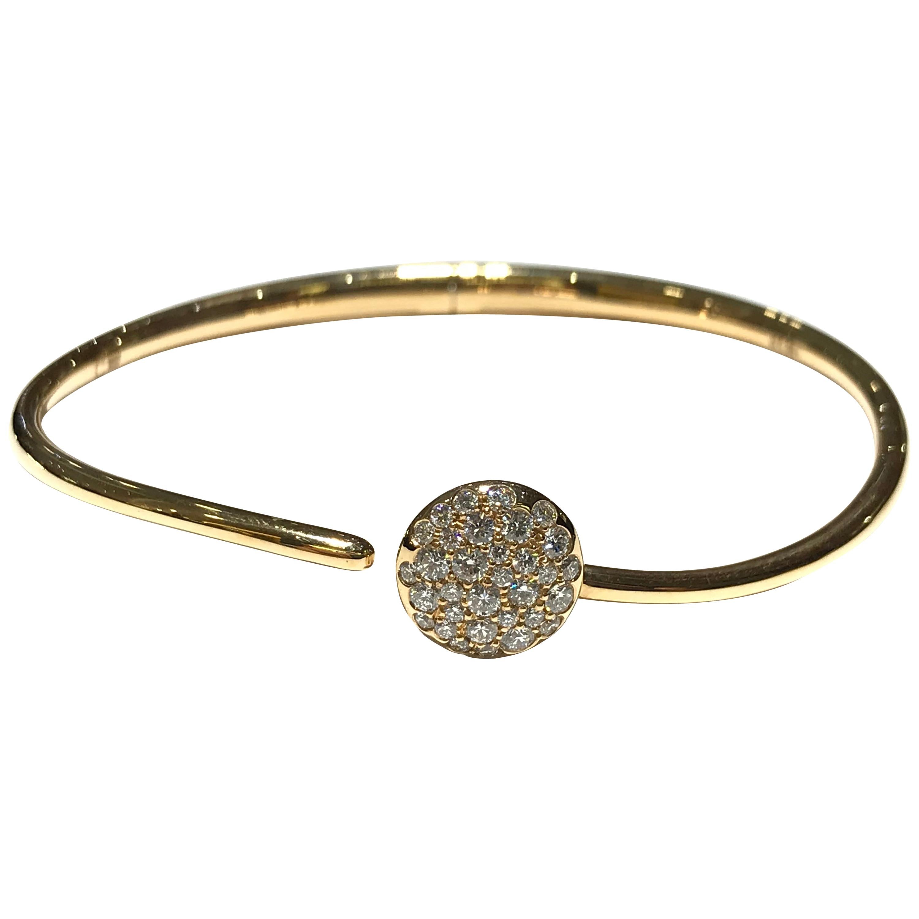 Crivelli Pave Disc Bangle with Diamonds in 18 Carat P/G For Sale