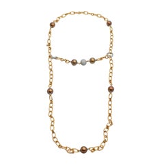 Crivelli Pearl and dDamond Multi - Way Necklace / Waist Chain in 18k Rose Gold.