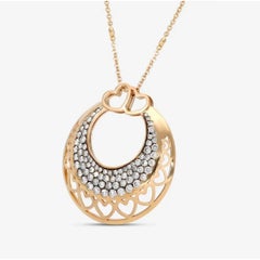 Crivelli Ricami Heart White & Brown Diamond Pendant Necklace 18K Rose Gold