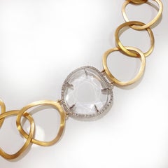 Crivelli Rock Crystal with Pavé of Diamonds in 18 Karat Matt Finish Gold