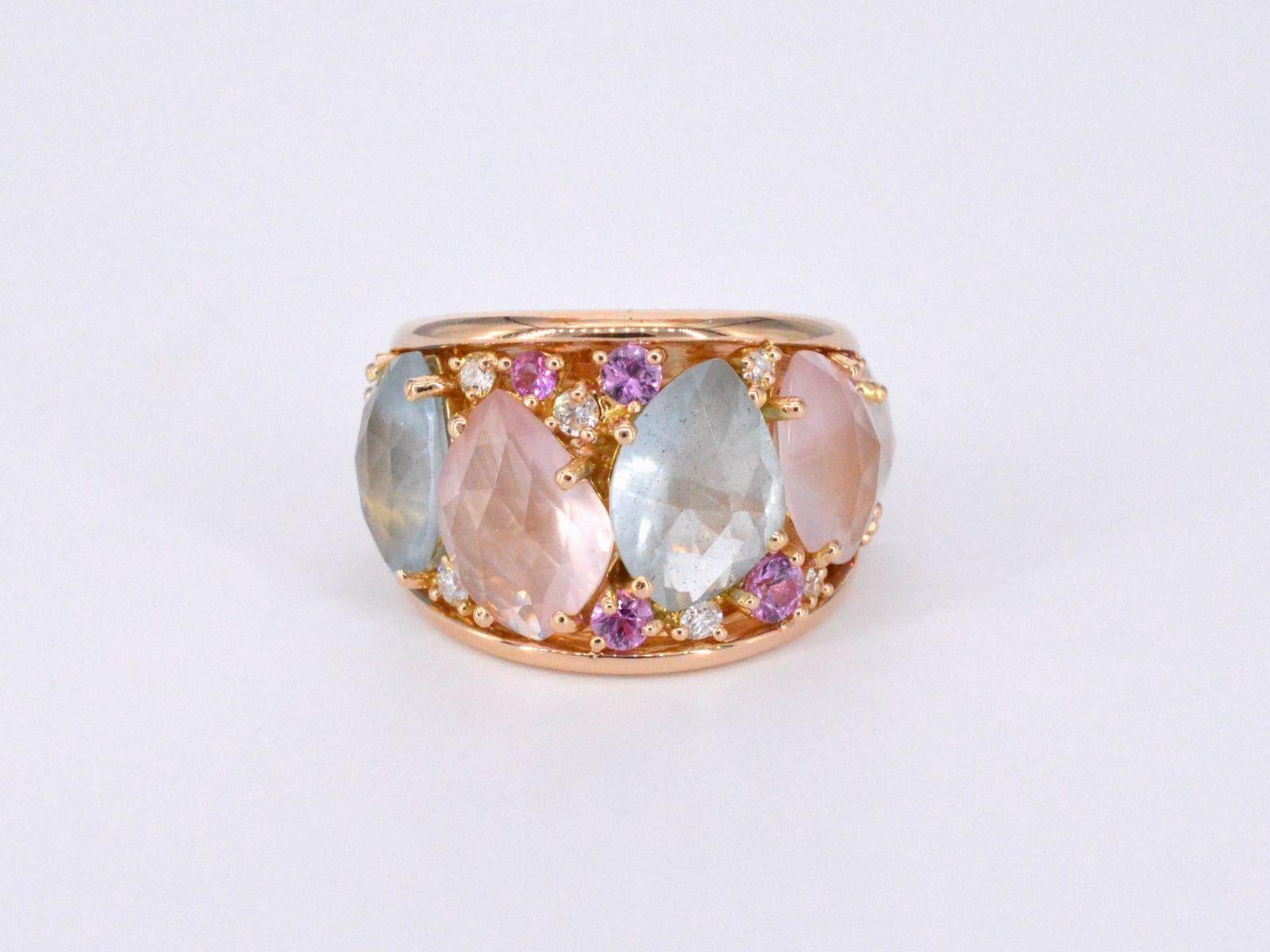 Crivelli - Rose gold ring with baroque gemstones. In Excellent Condition For Sale In AMSTELVEEN, NH
