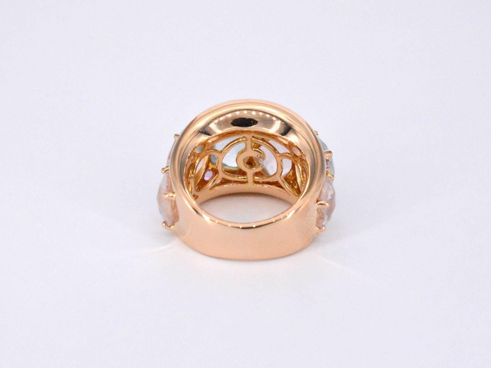 Women's Crivelli - Rose gold ring with baroque gemstones. For Sale