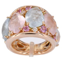 Retro Crivelli - Rose gold ring with baroque gemstones.