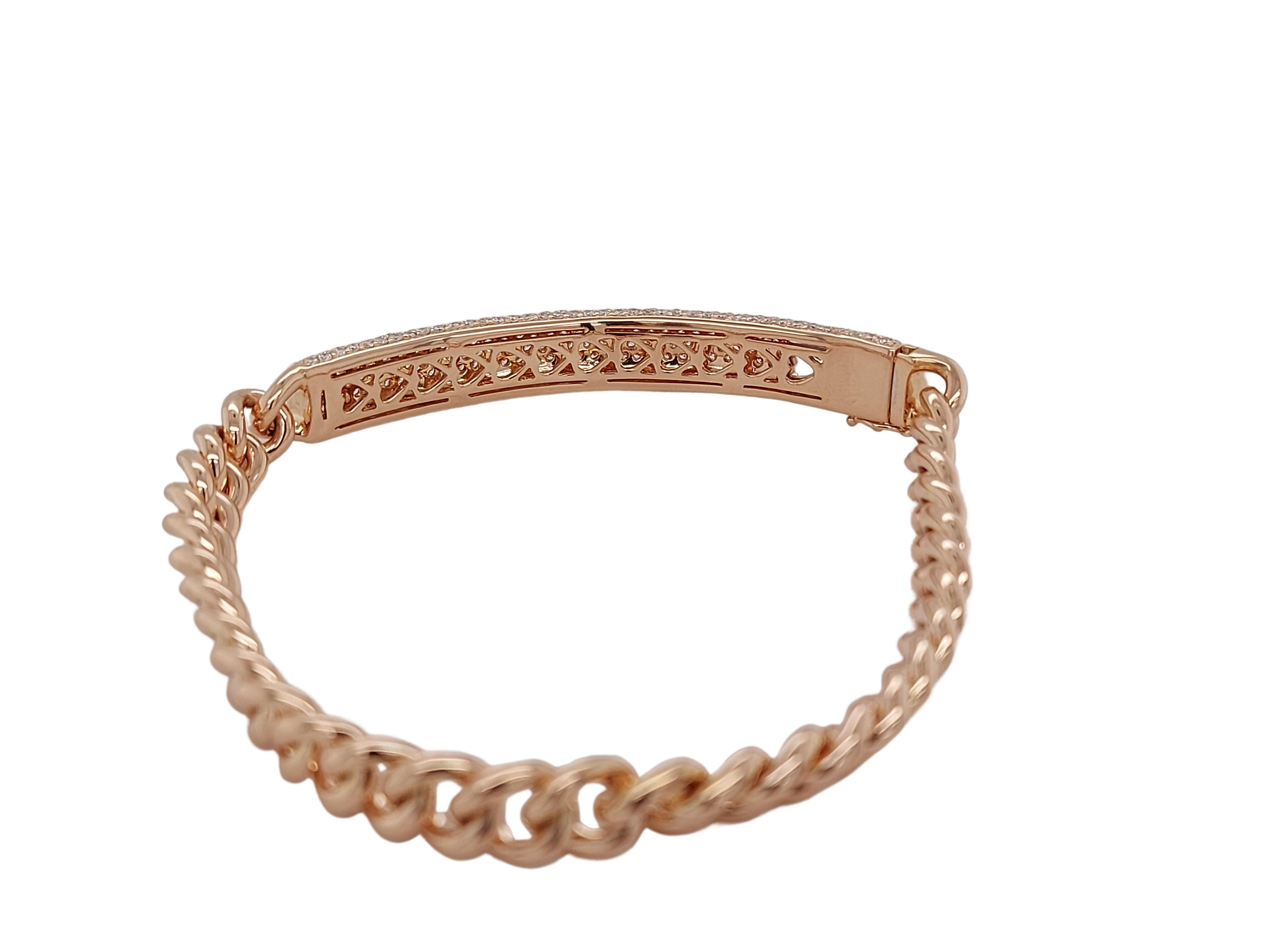 Artisan Crivelli Stunning 18kt Rose Gold Bracelet with 2.46 Ct Pavé Set Diamonds For Sale