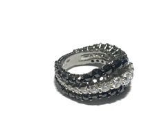 Crivelli Three-Row Diamond Ring with White and Black Diamonds