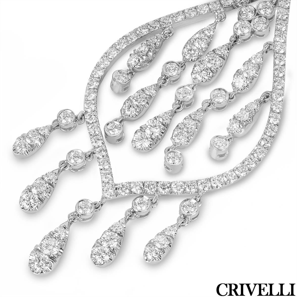 Boucles d'oreilles lustre Crivelli en or blanc et diamants 7,30 carats Excellent état - En vente à London, GB