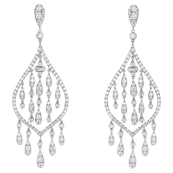 Crivelli White Gold Diamond Chandelier Earrings 7.30ct For Sale