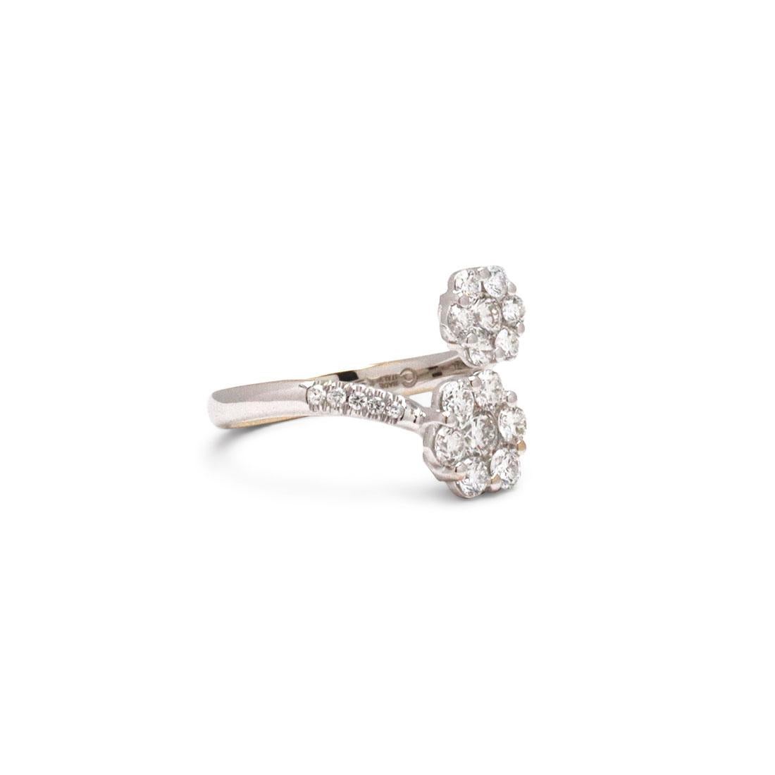 Round Cut Crivelli White Gold Diamond Floral Ring