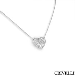 Crivellli White Gold Diamond Heart Pendant 2.34ct