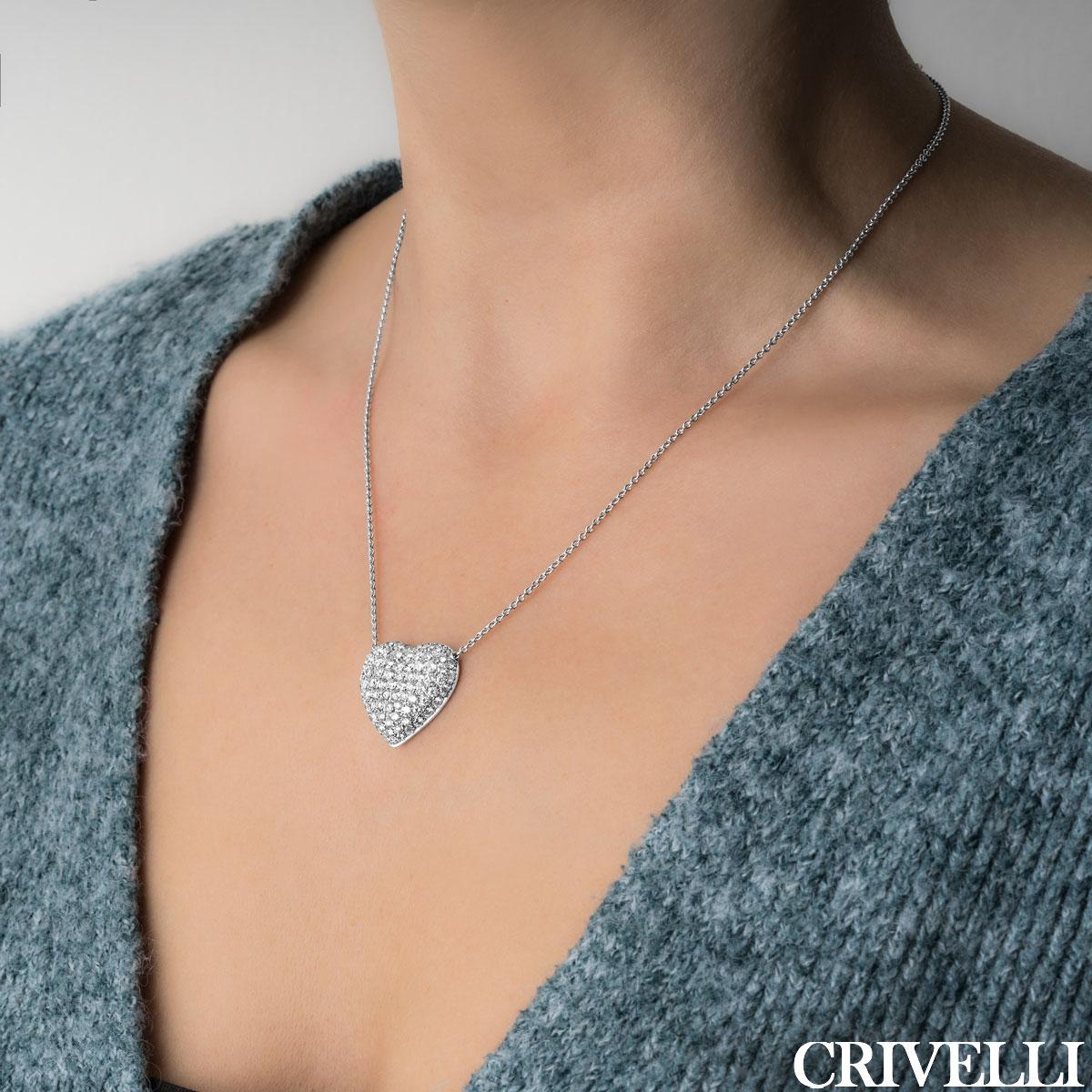 Women's Crivellli White Gold Diamond Heart Pendant 2.34ct