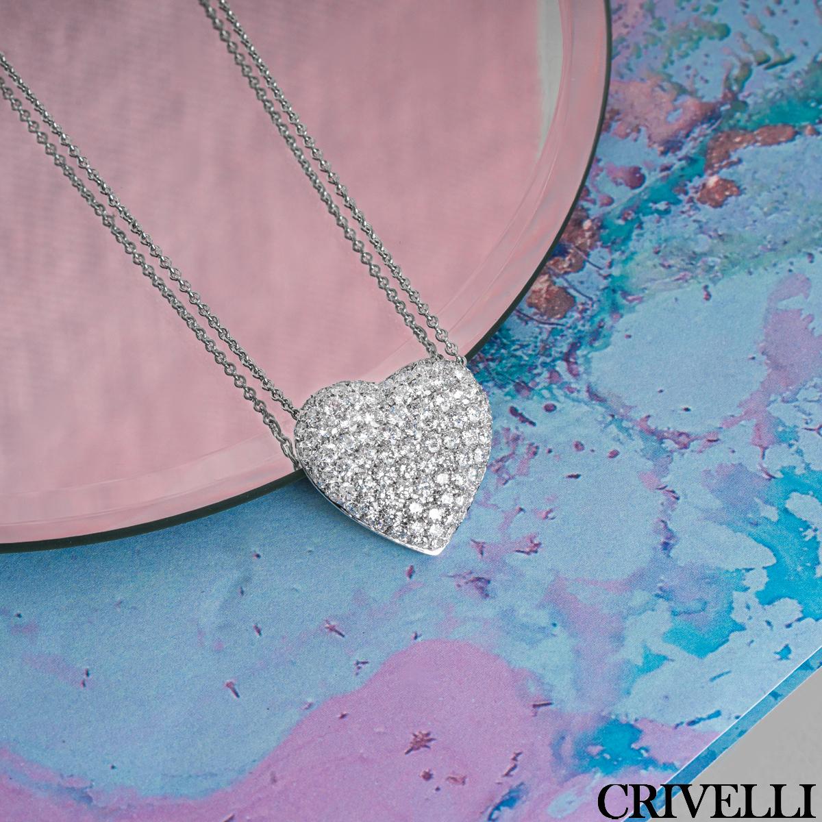 Crivellli White Gold Diamond Heart Pendant 2.34ct 1
