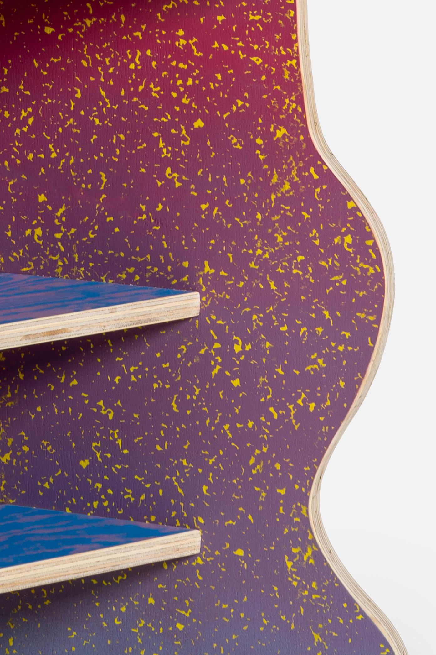 Hand-Crafted CRLL#126 / Coffee Table - Bookshelf / Colorful Wood Screenprinted by Hand For Sale