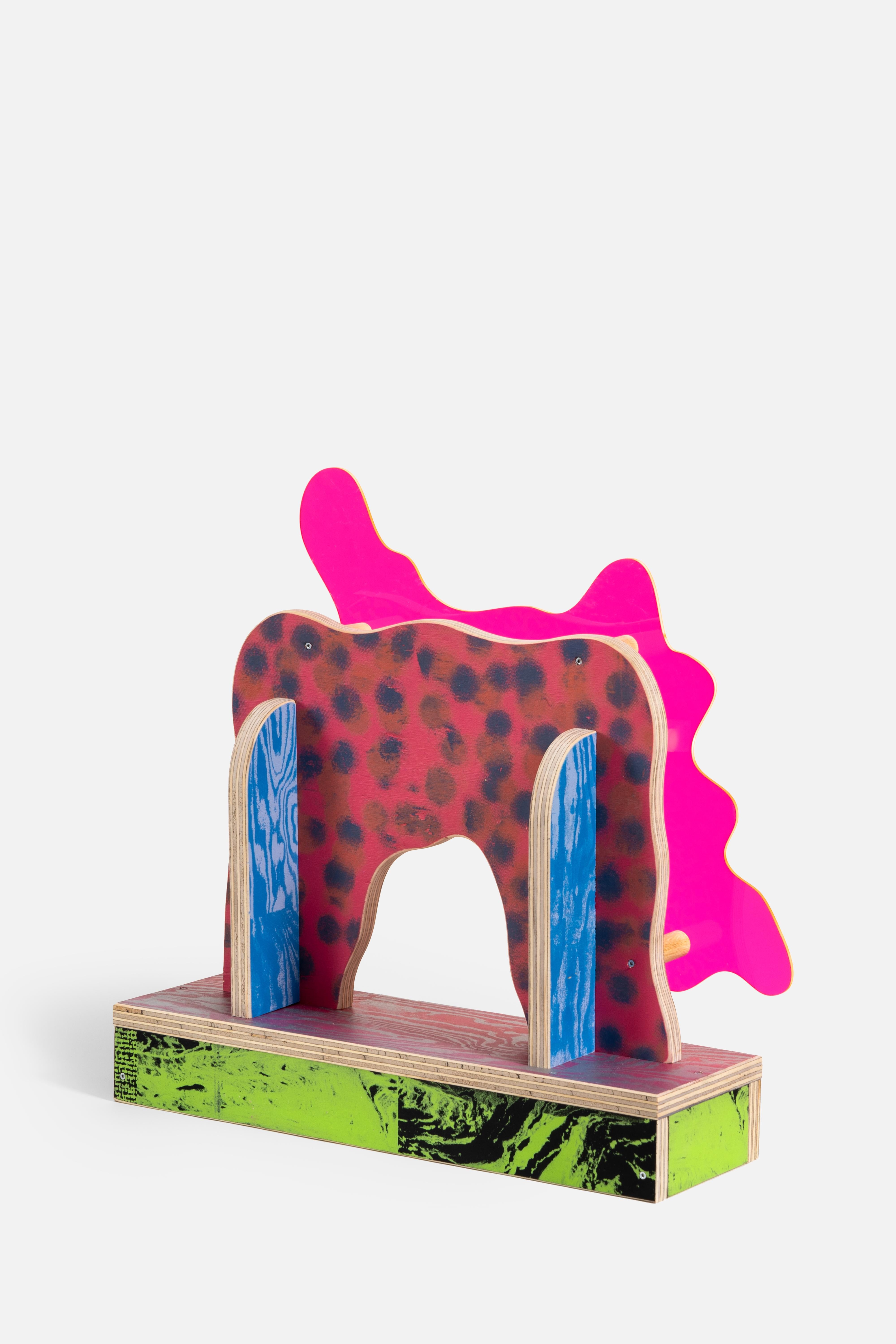 Post-Modern CRLL#129 / Table Light / Colorful Wood Screenprinted by Hand For Sale