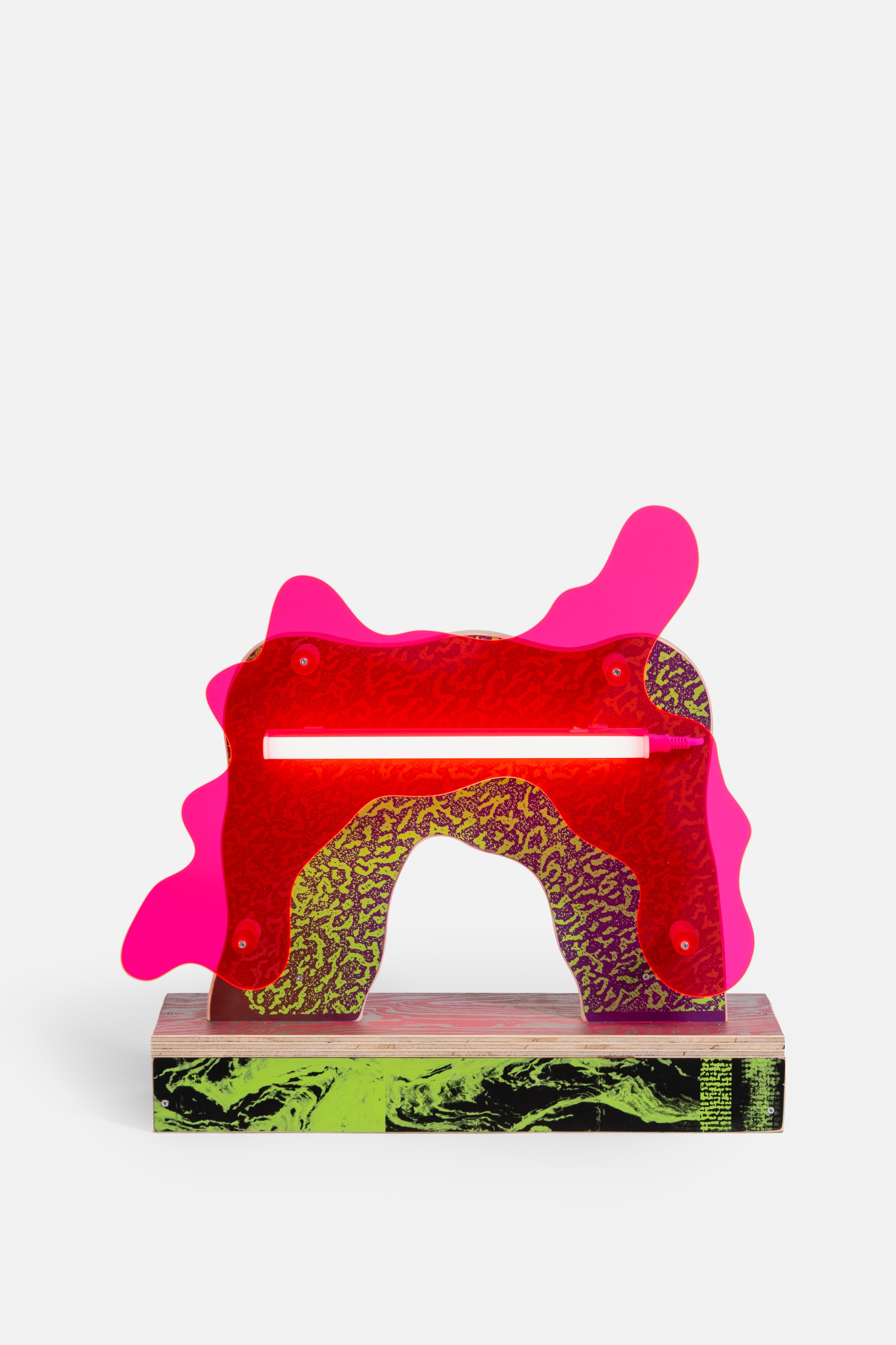 Italian CRLL#129 / Table Light / Colorful Wood Screenprinted by Hand For Sale