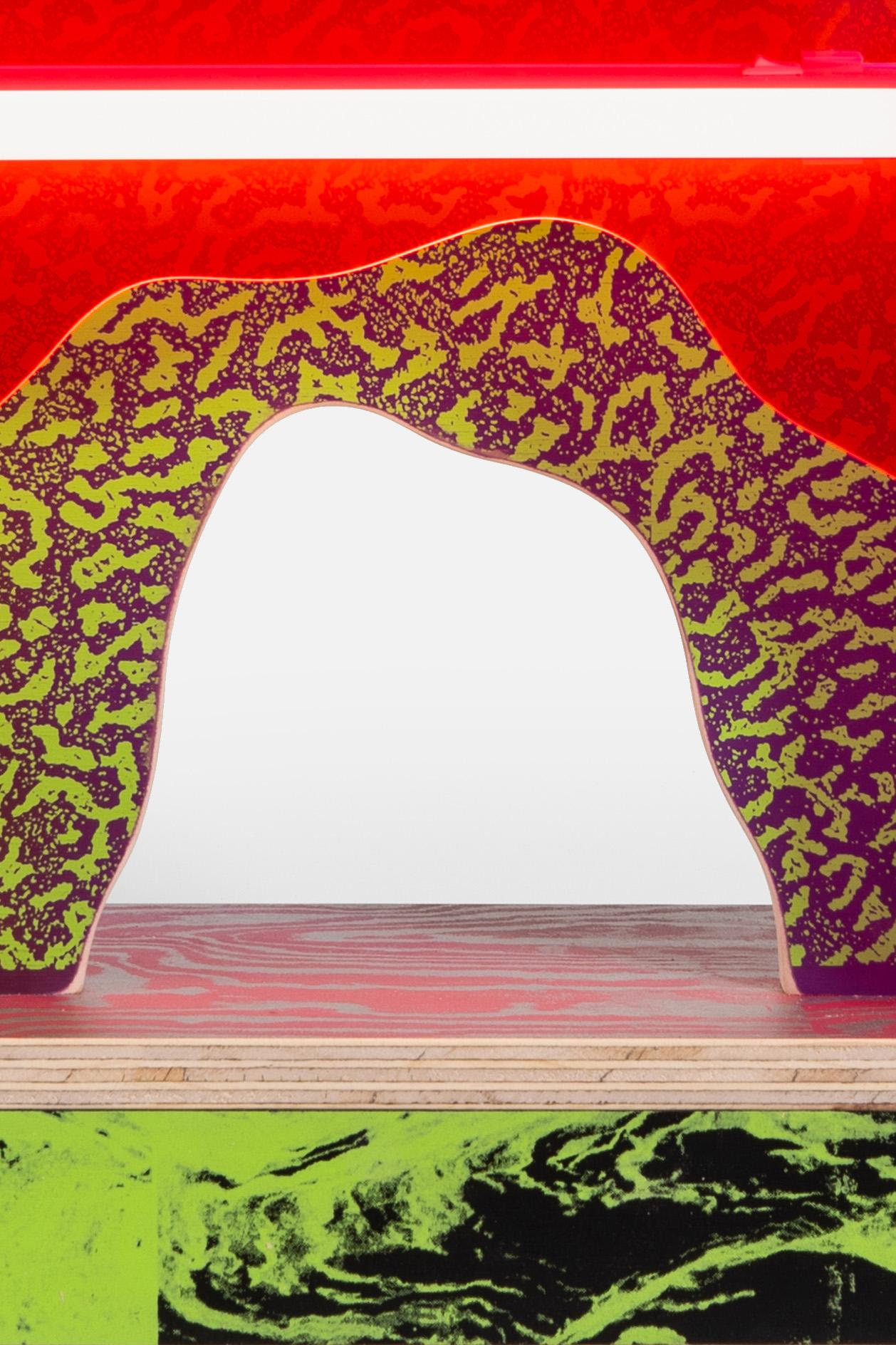 Contemporary CRLL#129 / Table Light / Colorful Wood Screenprinted by Hand For Sale