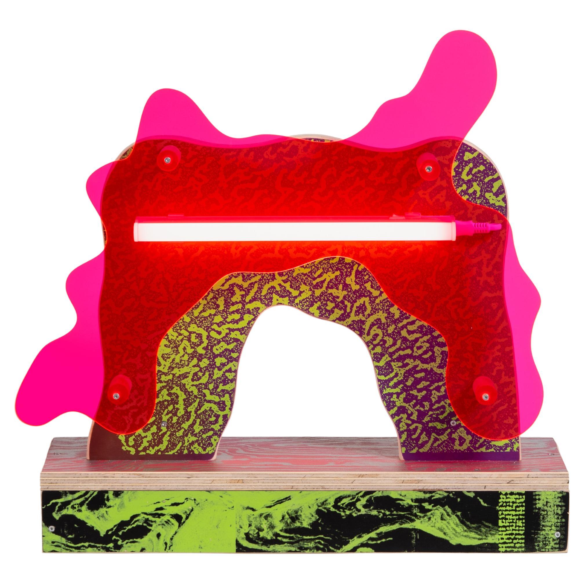 CRLL n°129 / Lampe de bureau/Écran de bois coloré sérigraphié à la main