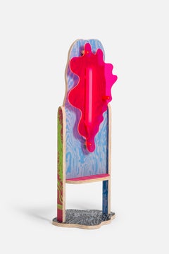 CRLL#132 / Floor Light / Colorful Wood Screenprinted by Hand