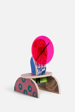CRLL#134 / Table Clock / Colorful Silkprinting on plywood
