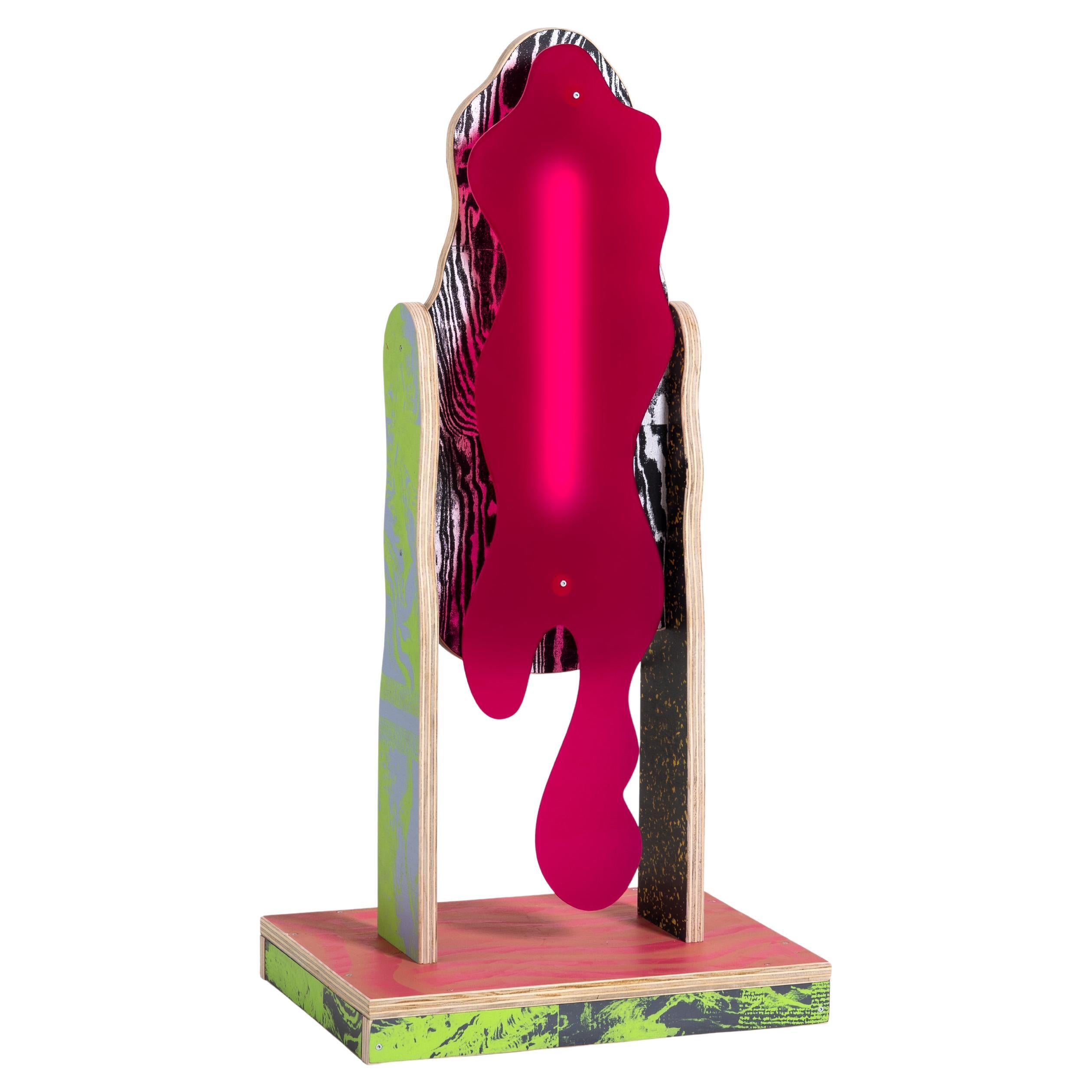 CRLL n°138 / Lampe de table / Impression colorée de soie sur contreplaqué