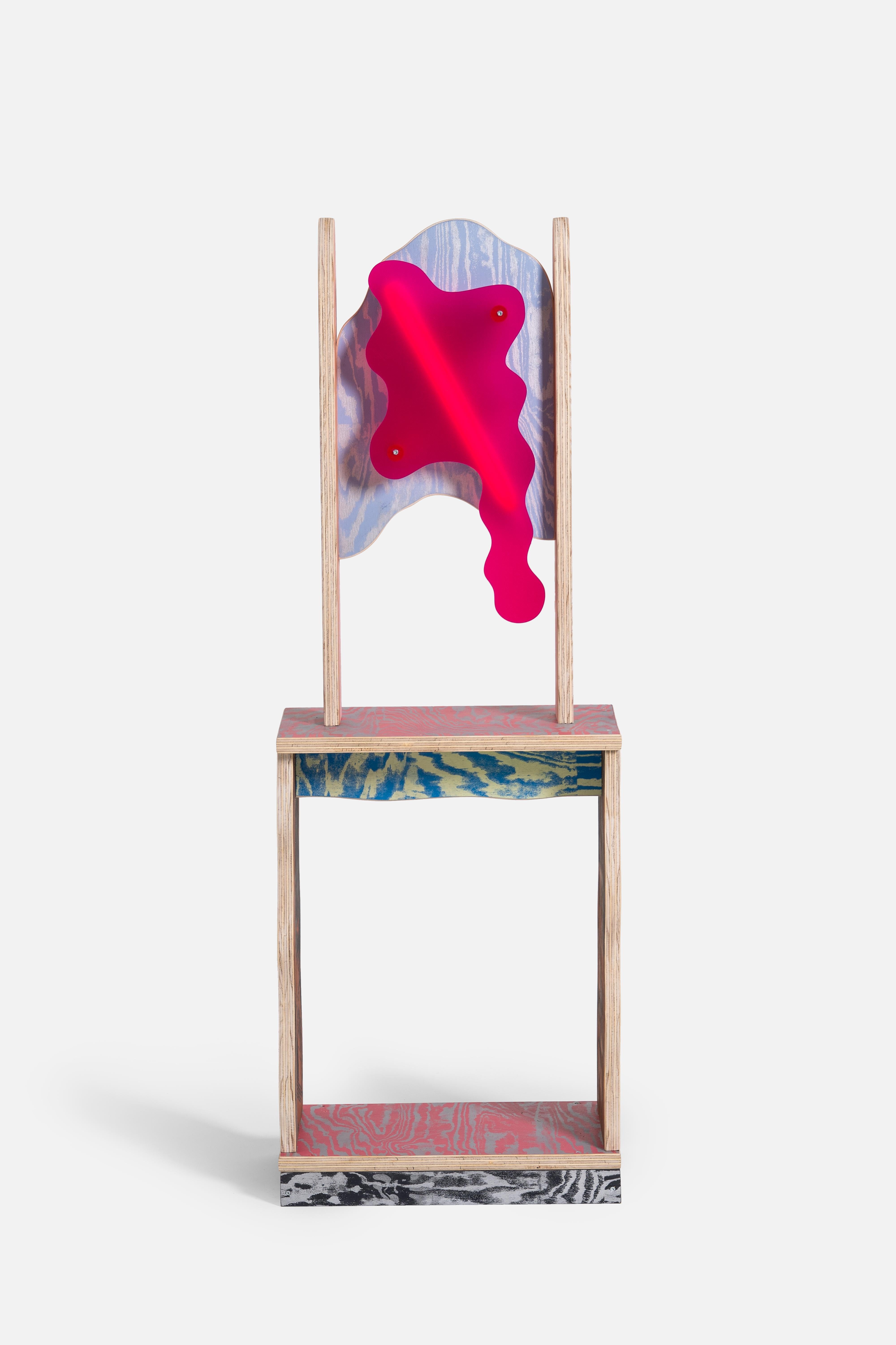 italien CRLL n°139 / Lampadaire et table / Impression colorée de soie sur contreplaqué en vente