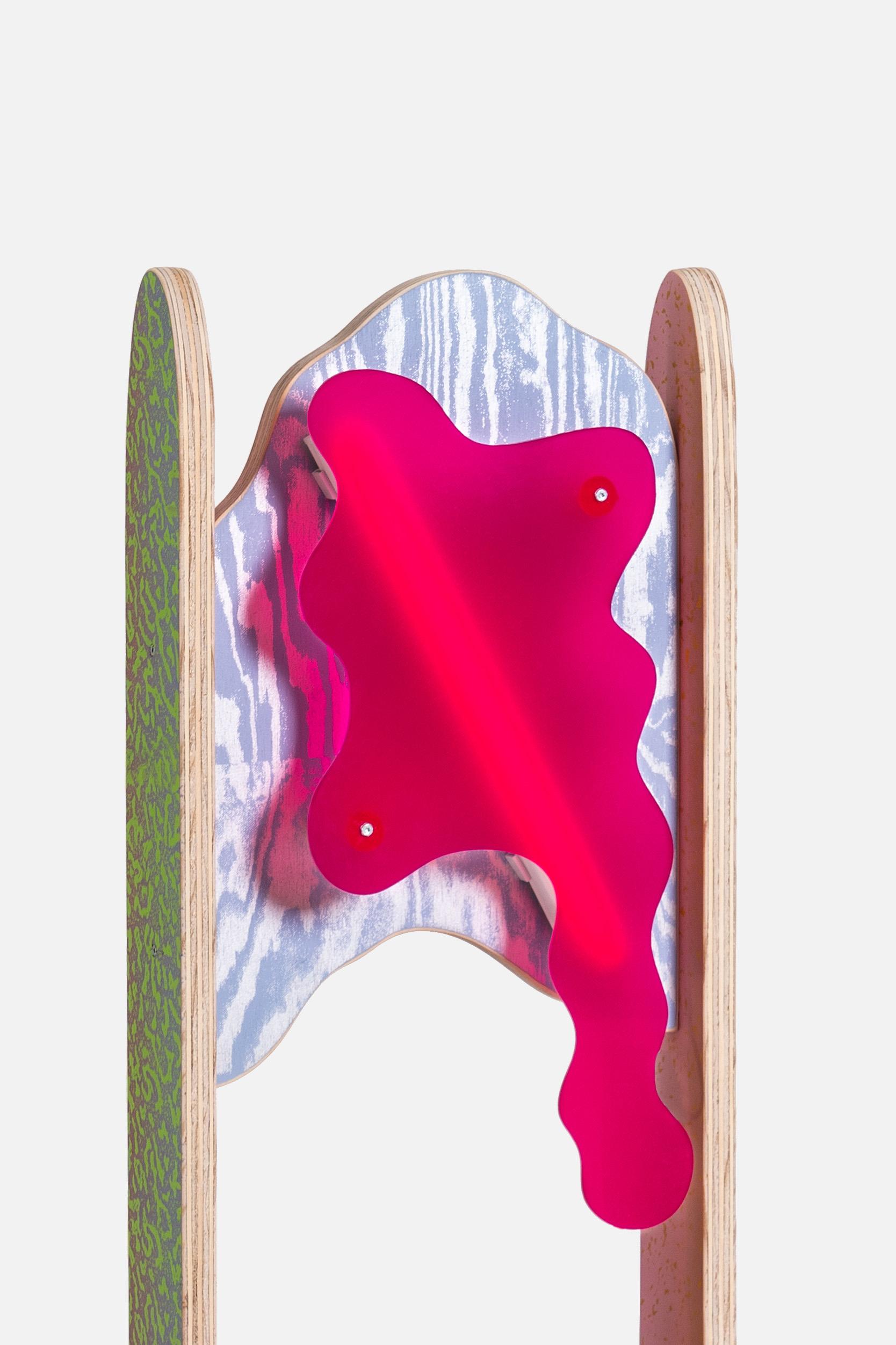 XXIe siècle et contemporain CRLL n°139 / Lampadaire et table / Impression colorée de soie sur contreplaqué en vente