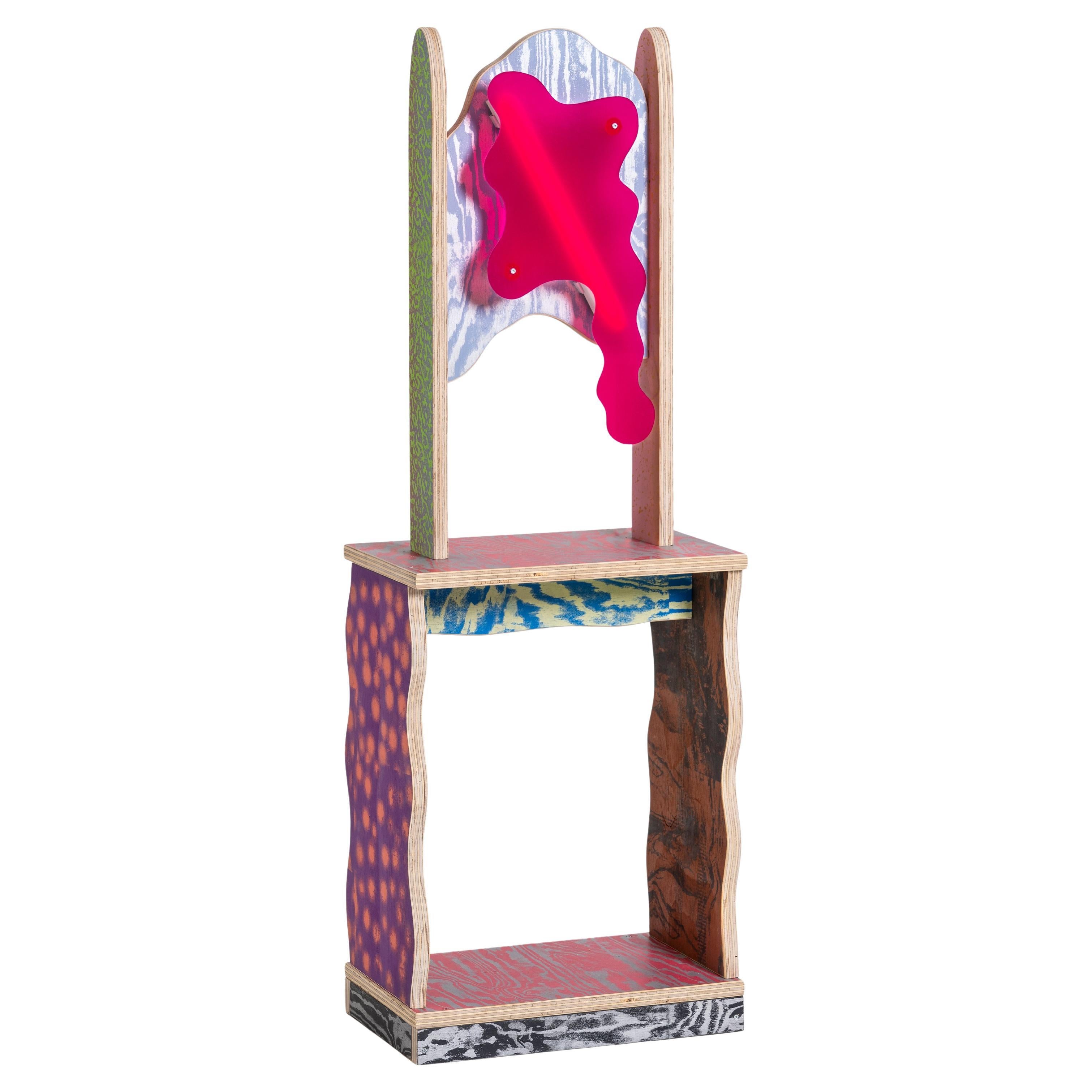 CRLL n°139 / Lampadaire et table / Impression colorée de soie sur contreplaqué en vente