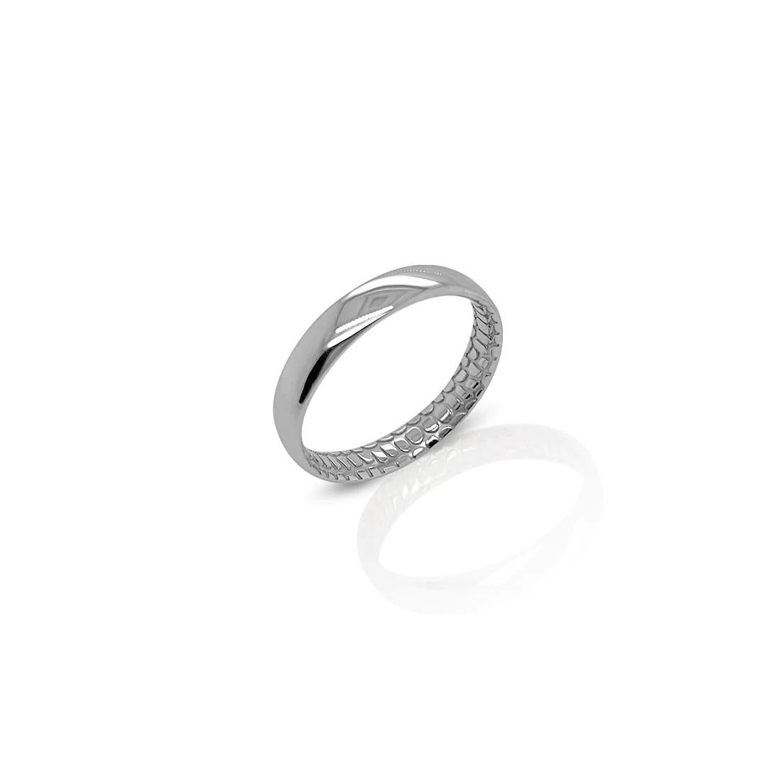 For Sale:  Croc Wedding Band in 18ct White Gold 3