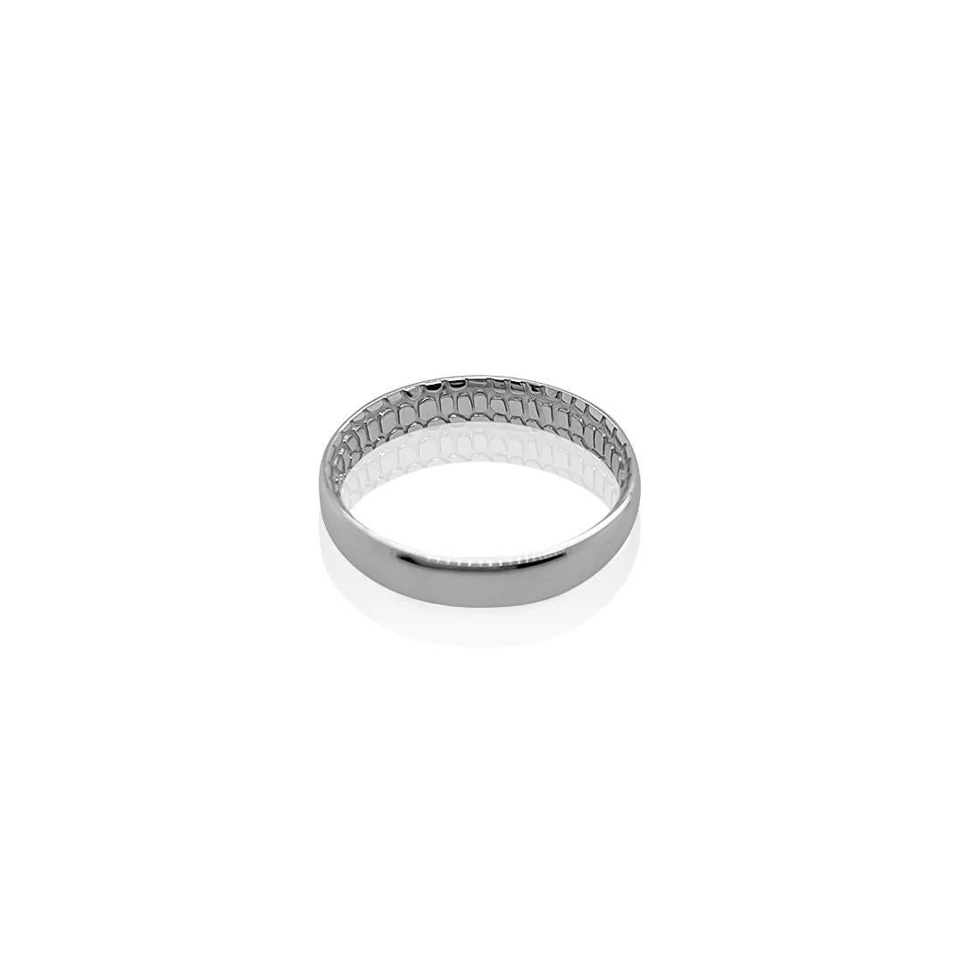 For Sale:  Croc Wedding Band in 18ct White Gold 5