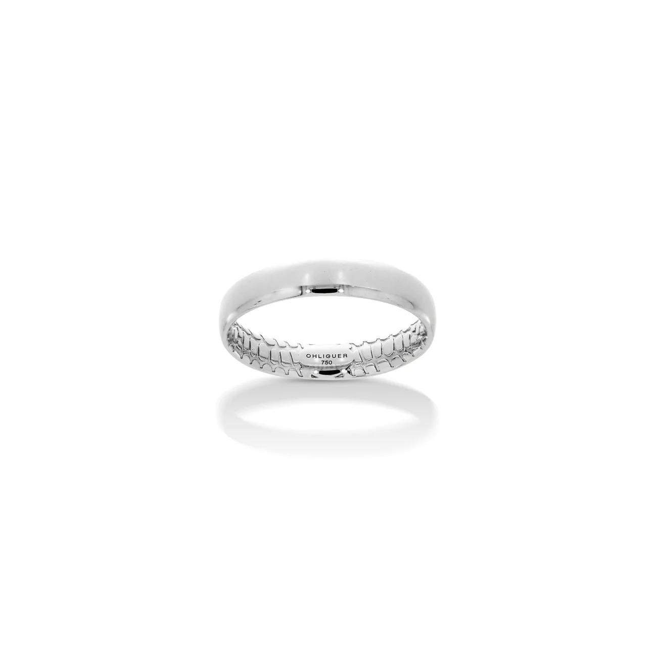For Sale:  Croc Wedding Band in 18ct White Gold 7