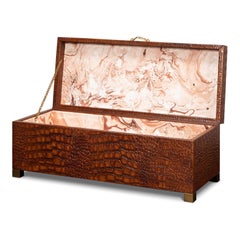 Krokodilleder-Schatulle in Cognac