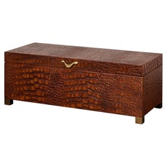 Krokodilleder-Schatulle in Cognac
