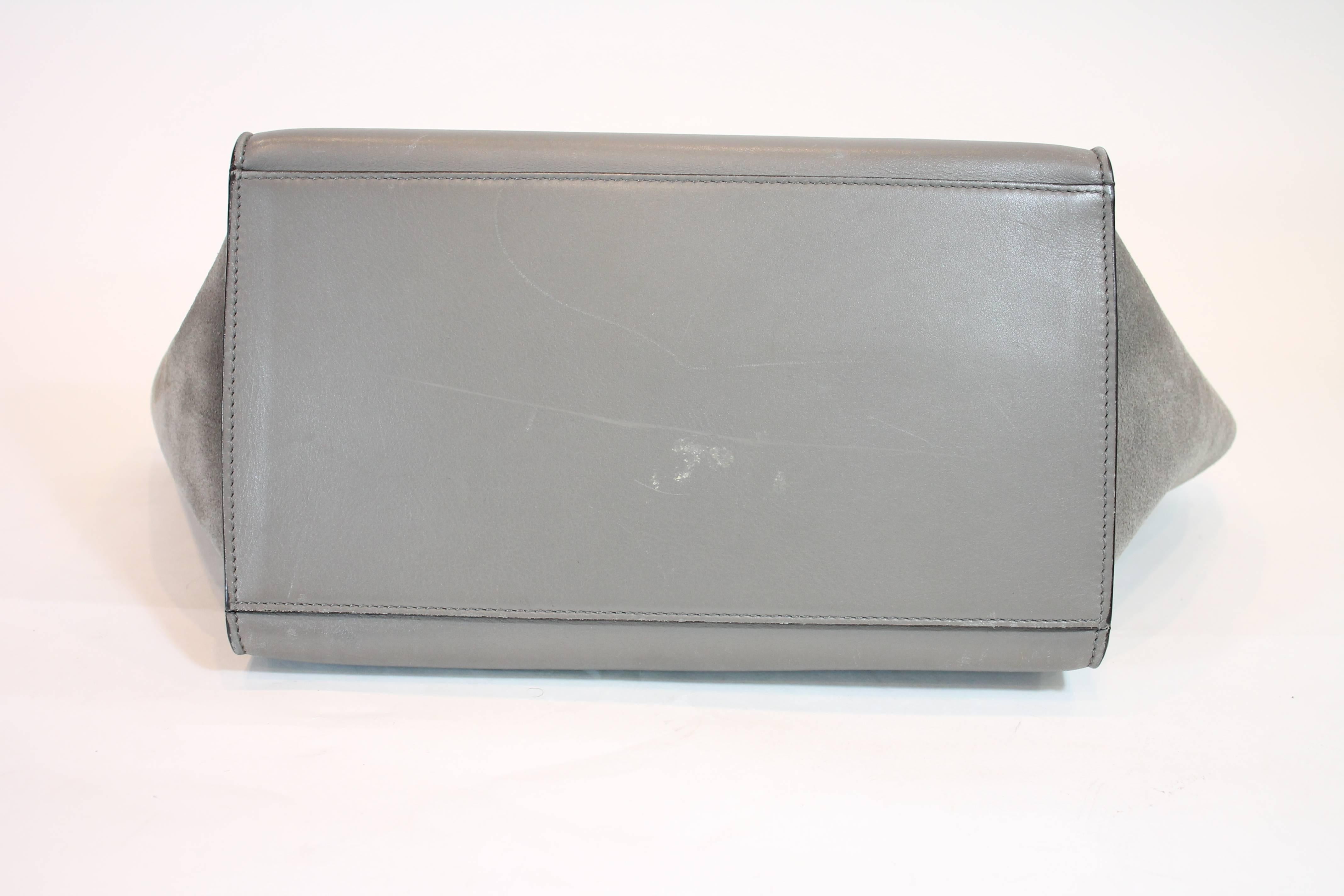 Gray Celine Croc-Stamped Trapeze Bag For Sale