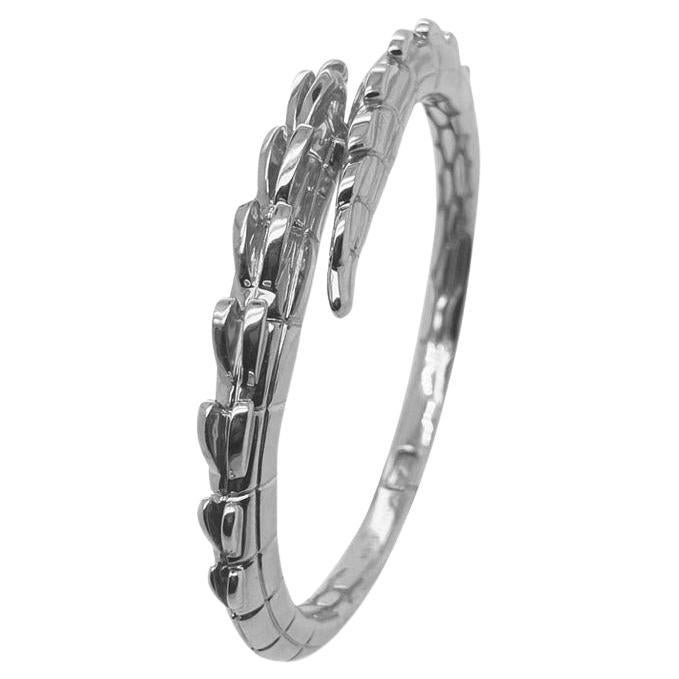Croc Tail Cuff Bangle in 18ct White Gold For Sale