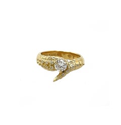 Croc tail diamond ring in 18ct yellow gold