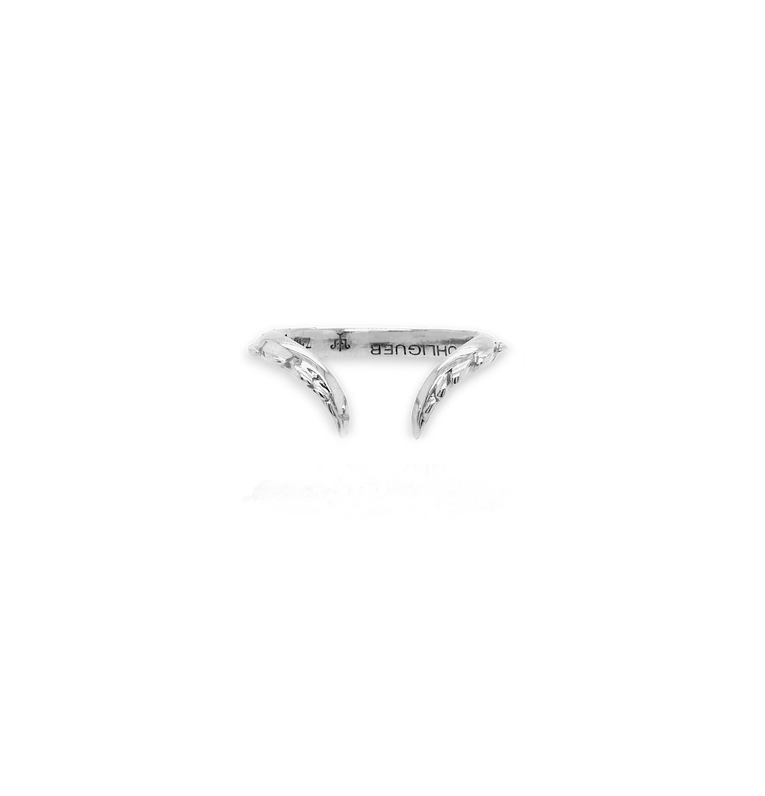 For Sale:  Croc Tail Forked Wedding Band in 18ct White Gold 3