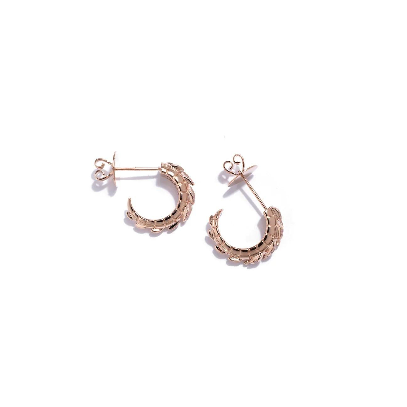 Croc Tail Hoops in 18ct Rose Gold with Pink Argyle Diamonds For Sale 4