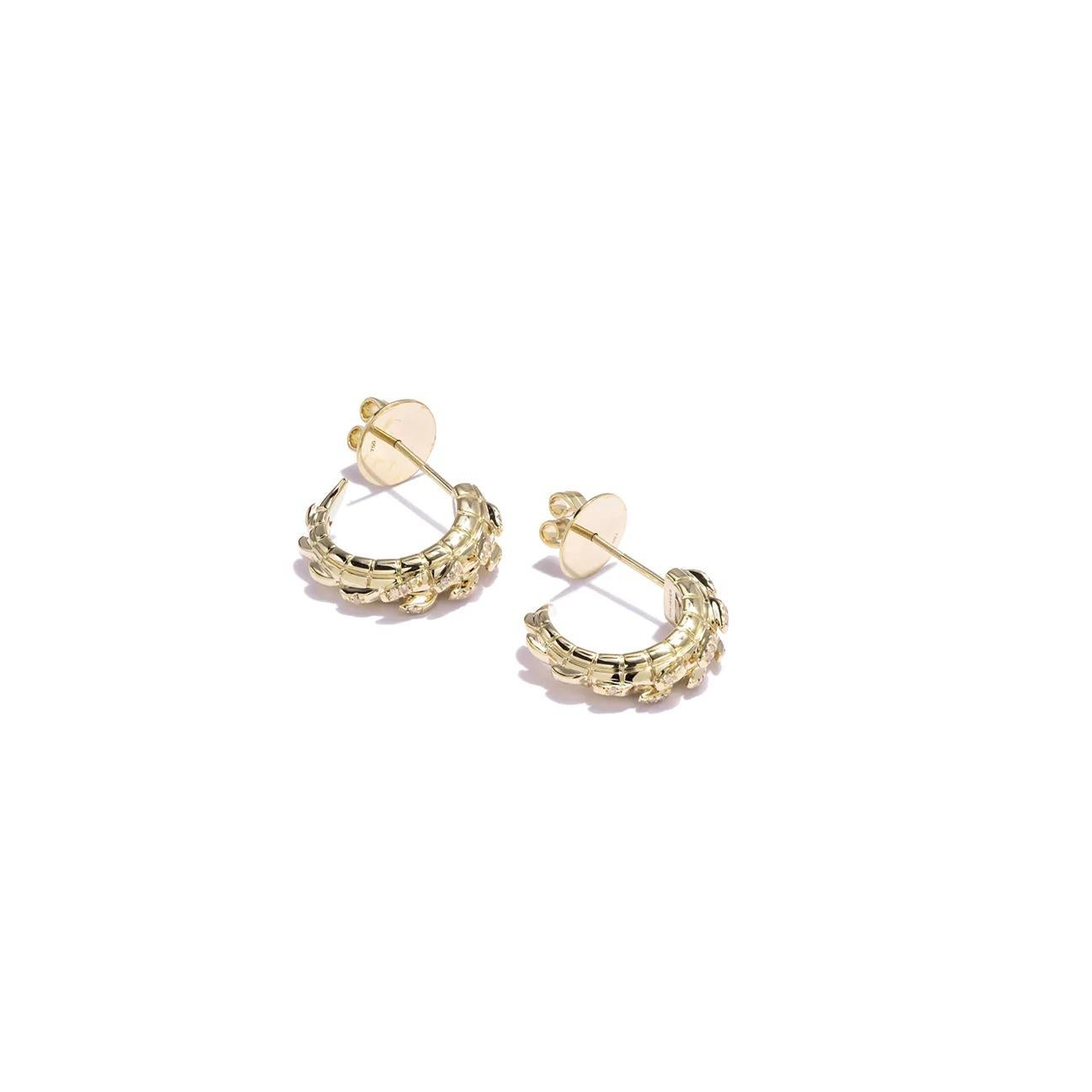 Contemporary Croc Tail Hoops in 18ct Rose Gold with Pink Argyle Diamonds For Sale