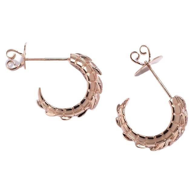 Croc Tail Hoops in 18ct Rose Gold with Pink Argyle Diamonds For Sale