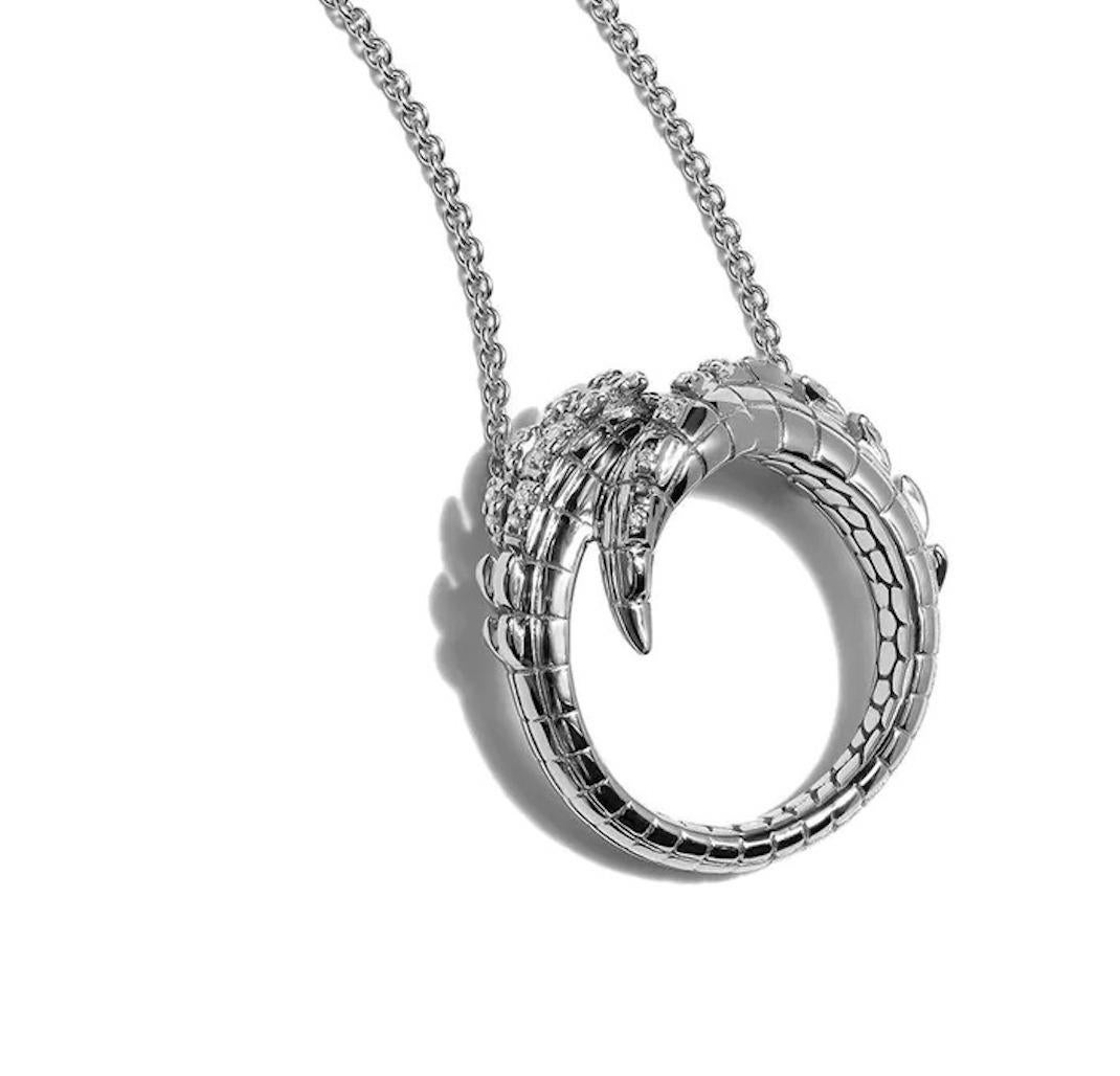 Croc Tail Pendant in 18ct White Gold with White Diamonds For Sale 1