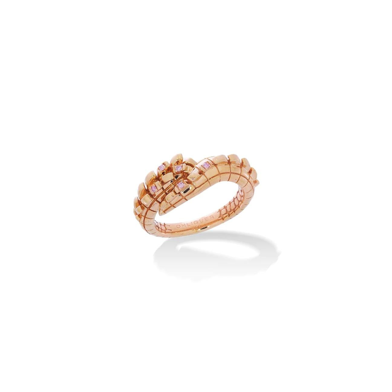 For Sale:  Croc Tail Pinky Ring in 18ct Rose Gold with Pink Argyle Diamonds 4