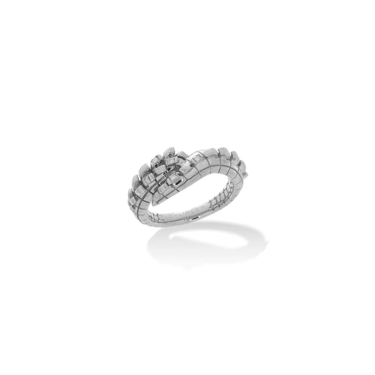For Sale:  Croc Tail Pinky Ring in 18ct White Gold with Diamonds 3