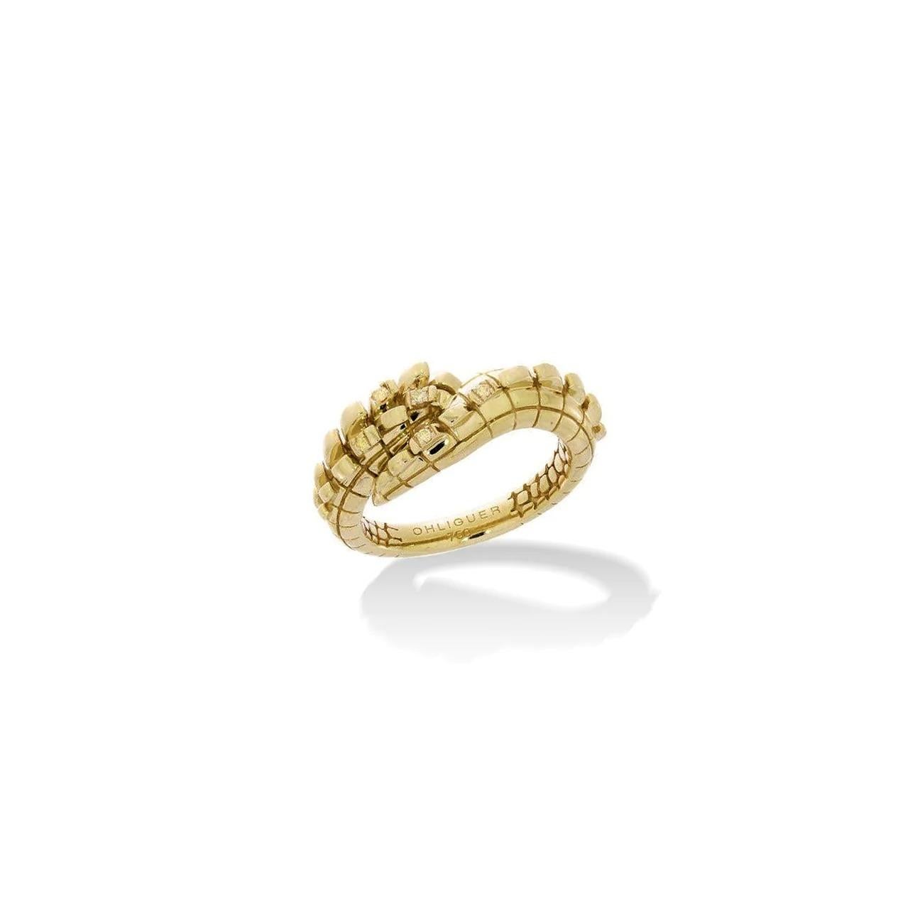 For Sale:  Croc Tail Pinky Ring in 18ct Yellow Gold with Yellow Diamonds 2